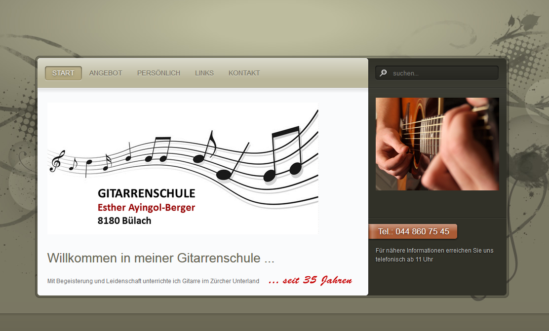 Website Gitarrenschule Ayingol Bülach