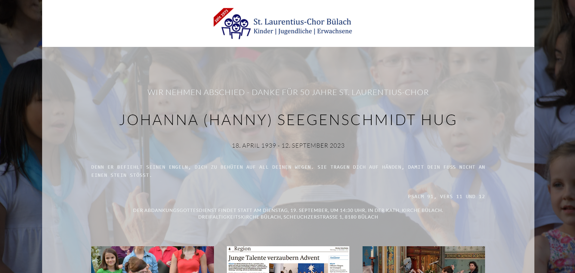 Website St. Laurentius-Chor Bülach